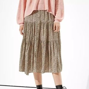American Eagle Tiered Button Up Midi Skirt